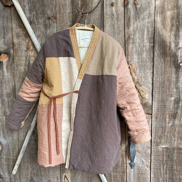 100% CottonLinen Patchwork Quilted Versatile Autumn/Winter Coat, OS,Fall Colors - Picture 5 of 15